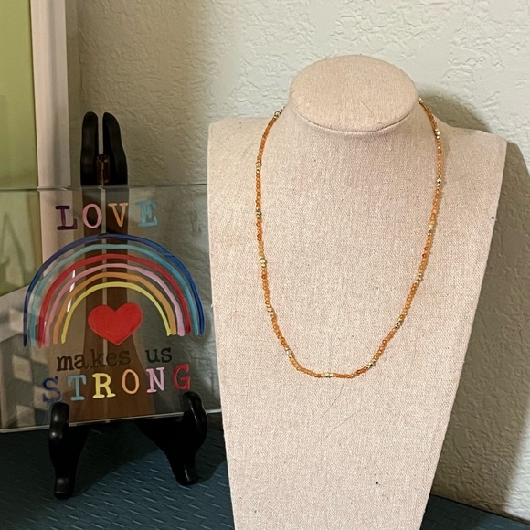 Kendra Scott Jewelry - NWT Kendra Scott Britt Choker Gold & Orange Beaded Necklace #KSNK